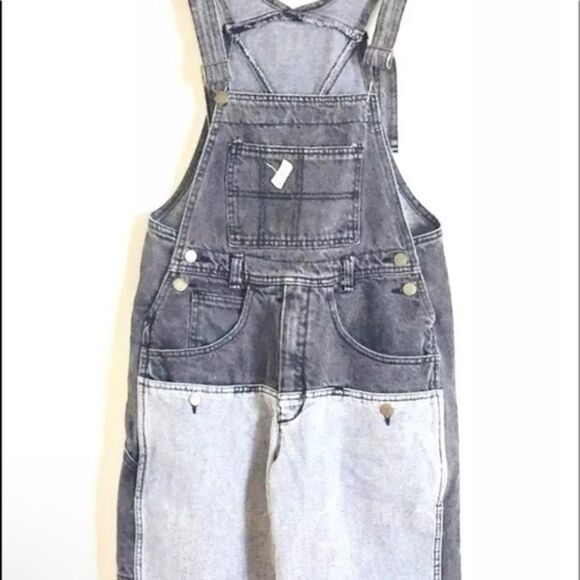 Vintage 80's Guess Overalls Black Acid Wash Original Colourblock - Picture 6 of 6